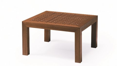 【森から生まれたセミオーダーメイド家具】木を編み込んだ格子天板のテーブル