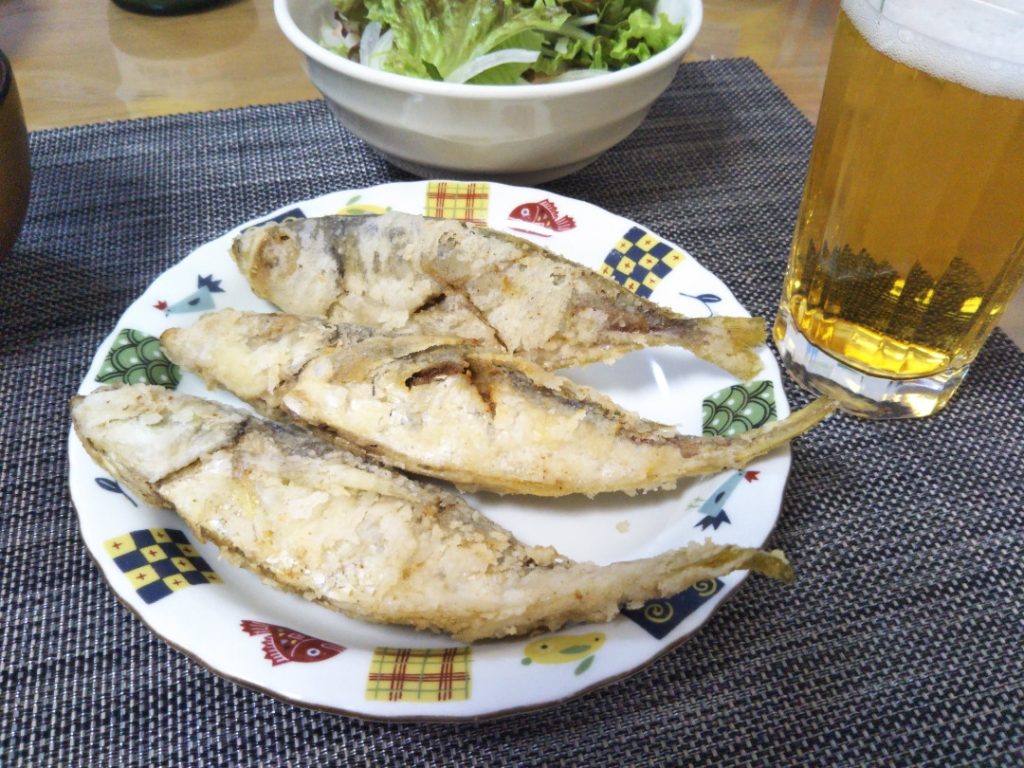 アジの素揚げ。
