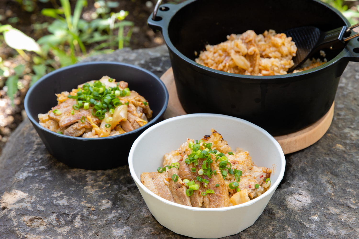 「豚キムチと梅干の炊き込みご飯」