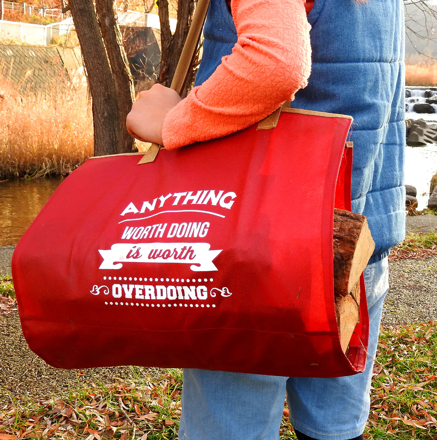 焚き火にあると嬉しいギアを100均で格安diy おしゃれに持ち運べる薪バッグ Be Pal