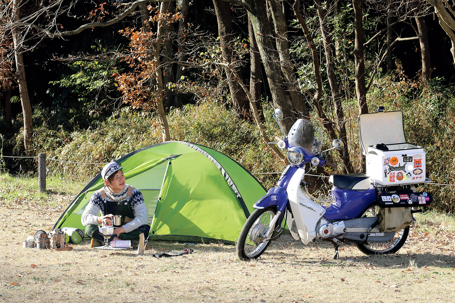 キャンプ場に カブ主 急増中 大人気ホンダ カブスタイルを徹底紹介 Be Pal