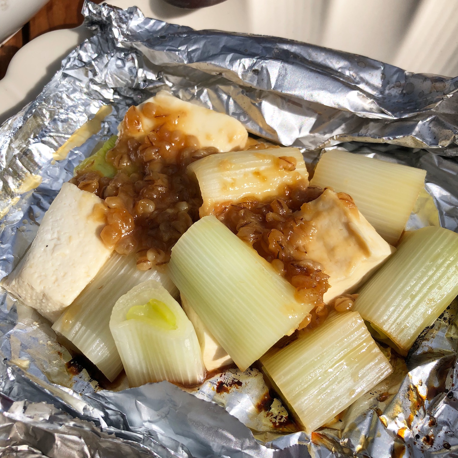 ネギと豆腐のみそ焼きの完成品