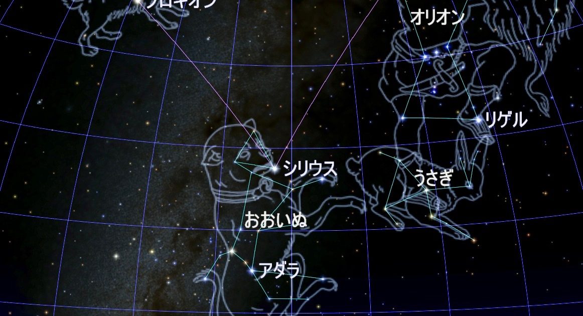 冬の大三角形を構成する おおいぬ座 と こいぬ座 はオリオンの猟犬なのか 自然観察 Be Pal キャンプ アウトドア 自然派生活の情報源ビーパル