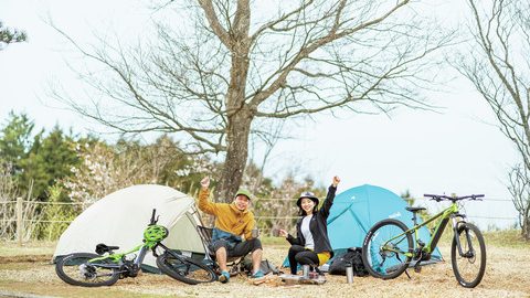レンタルバイクで楽しむ伊豆の旅   e-MTB で 冒険キャンプツーリングへ！