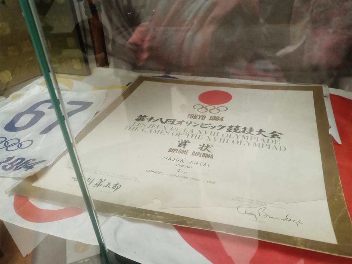 カヤッククラブにあった1964年の東京オリンピックの賞状