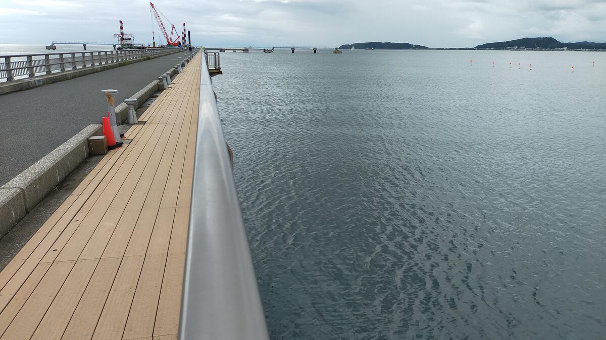 桟橋が海の沖に向かってのびている。