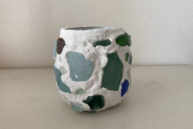 シーグラスで作ったキャンドルホルダー