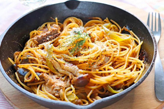 サバ缶ナポリタン