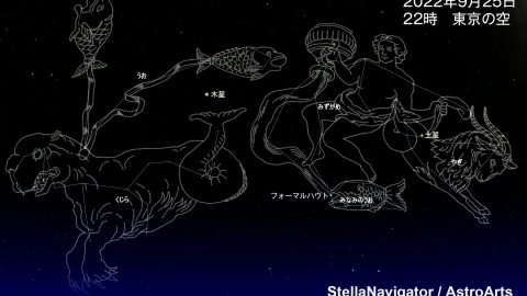 秋の夜空は水族館！今年の目印は、みずがめ座とうお座の間にいる木星だ