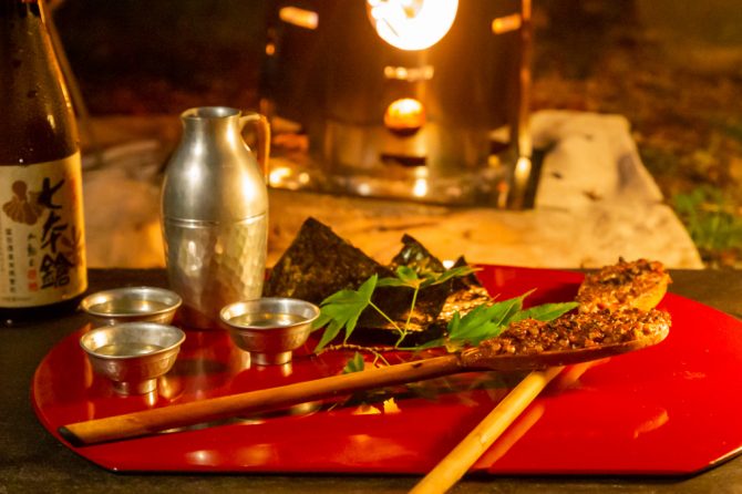 そば味噌焼きと冷酒