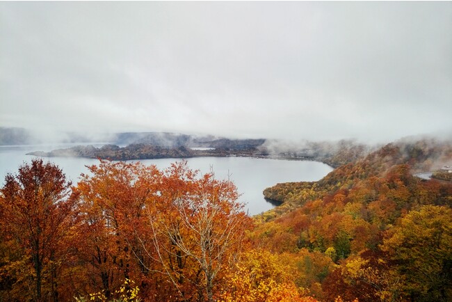 十和田湖の紅葉の風景