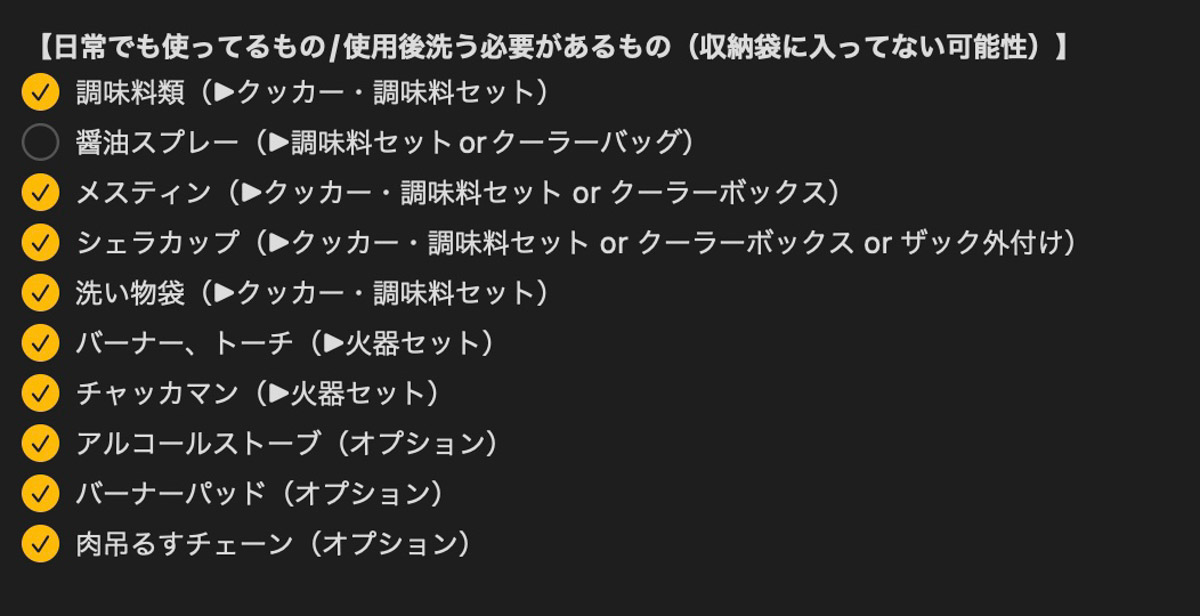 著者の「日常生活兼用リスト」