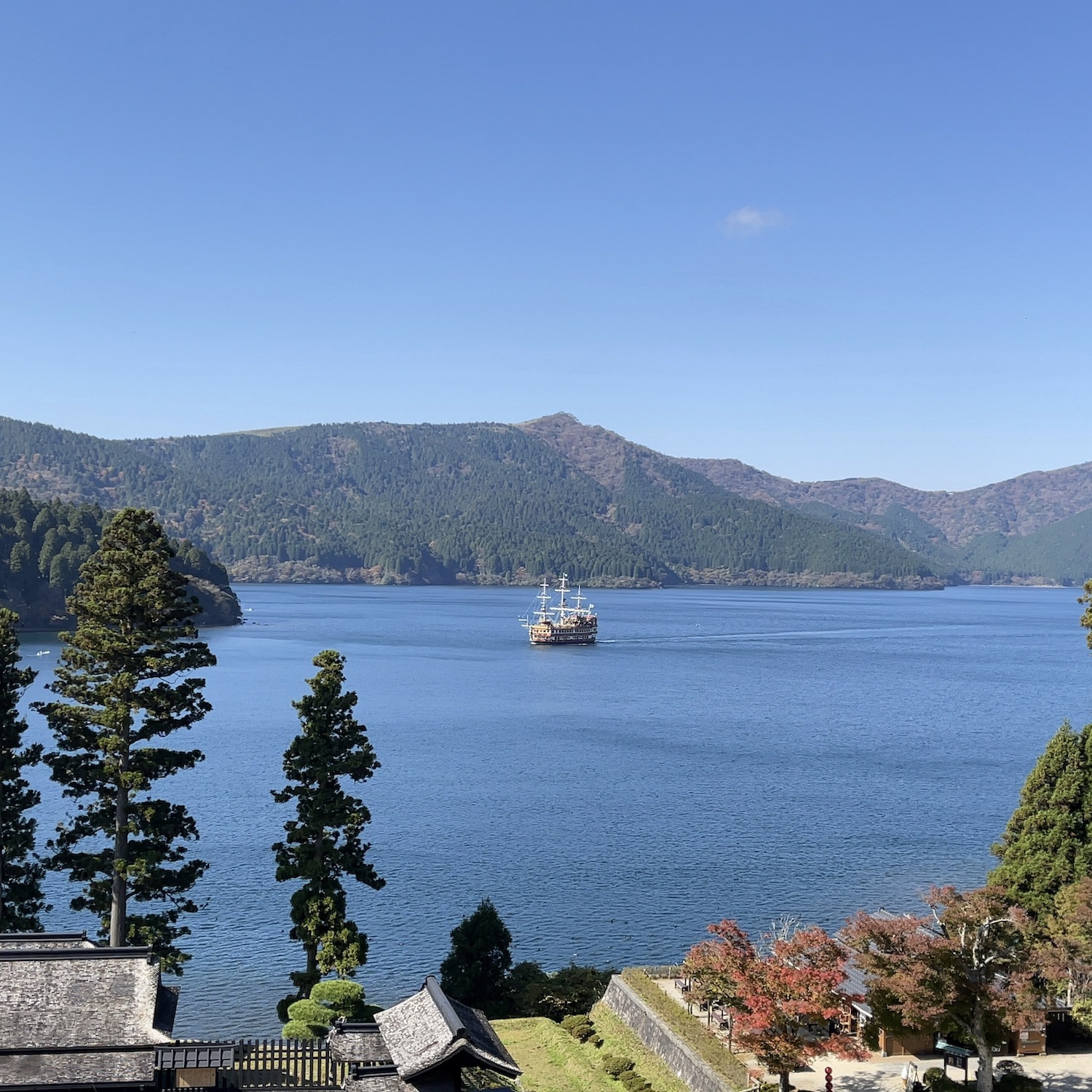 箱根関所から見た芦ノ湖