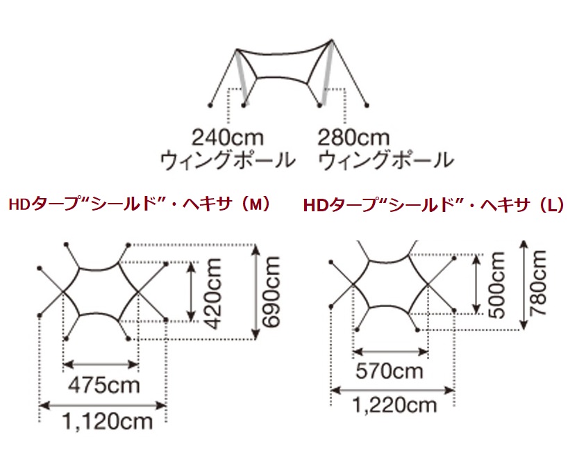 Snow Peak（スノーピーク）／HDタープ“シールド”・ヘキサ（M）・（L）