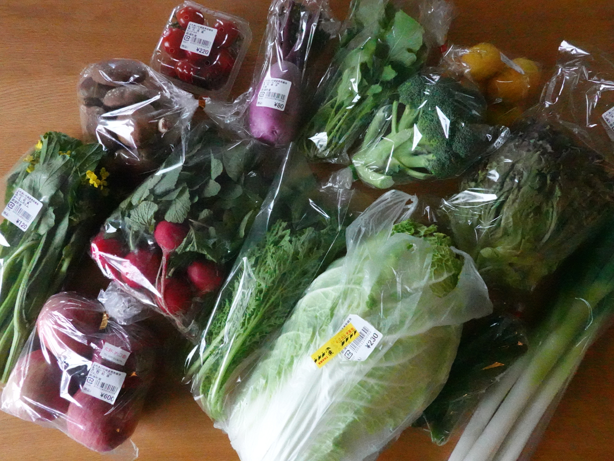 購入したたくさんの野菜