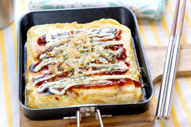 ソロ鉄フライパンで作るお好み焼き