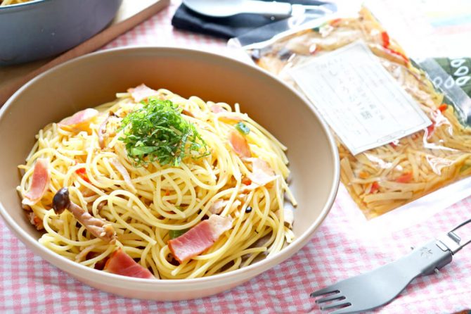 スリコのごはんもん「しょうがご膳」で作るパスタ
