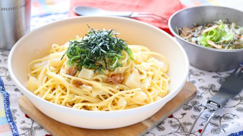 あのおせち料理がキャンプ飯に!? 数の子で簡単にんにくクリームパスタ
