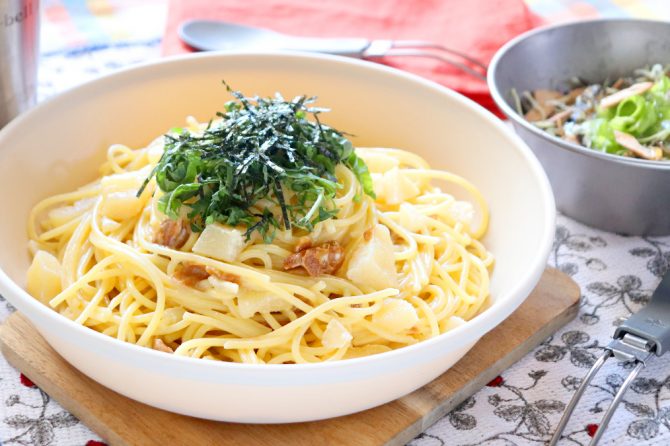 数の子のにんにくクリームパスタ