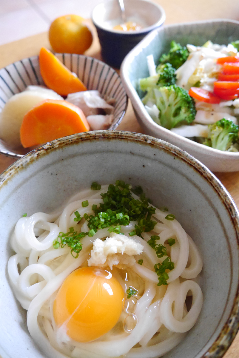 お取り寄せ讃岐うどんに生姜をのせて