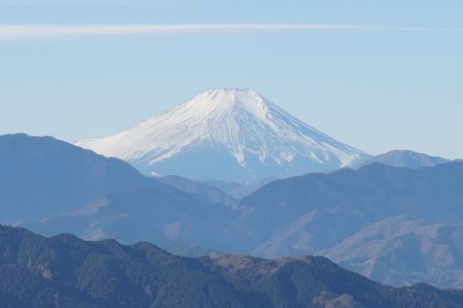 高尾山頂から望む富士山
