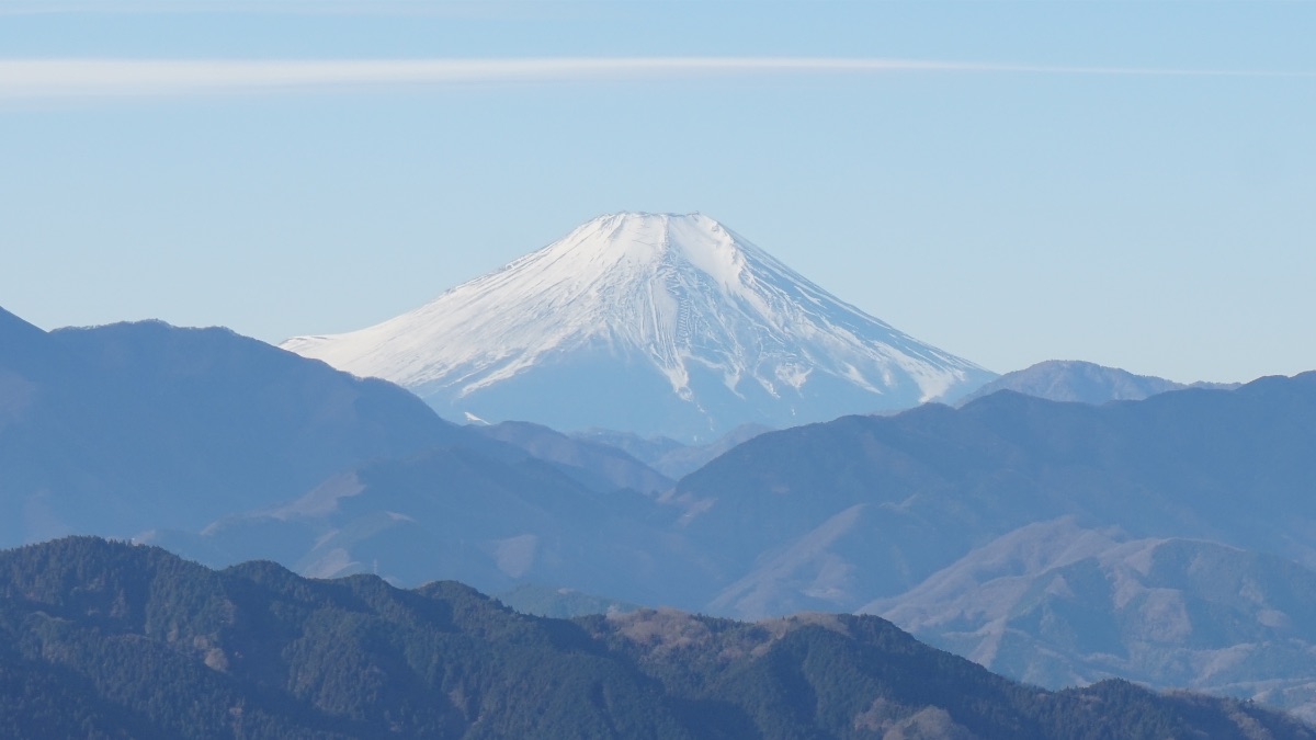 高尾山頂から眺める見事な富士山