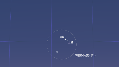 1月23日、日没後の空に金星、土星、極細の月が集合！！