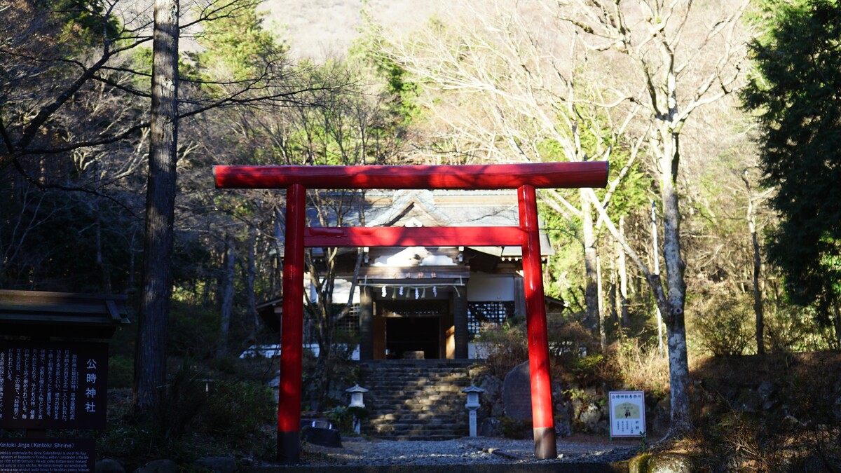 下山場所の金時神社。