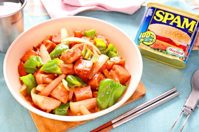 スパムで作る酢豚