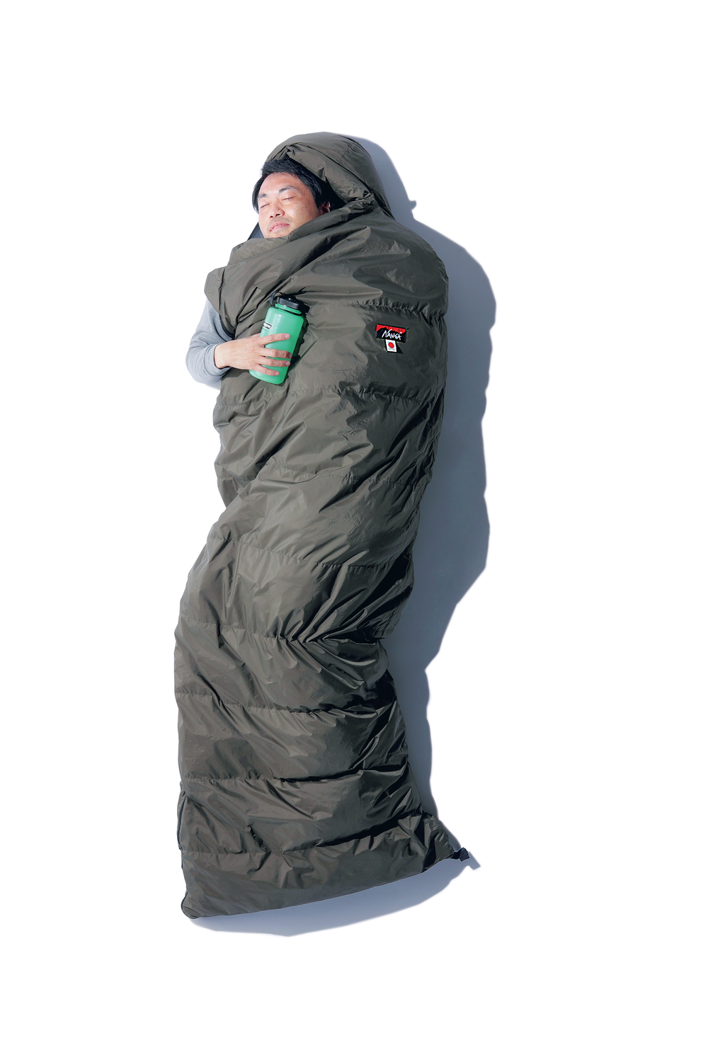 アウトドア　防水　グース　ダウン　マミー型 寝袋　シュラフ グリーン　400g 快適睡眠✨グースダウン使用 マミー型寝袋 ダウンシュラフ