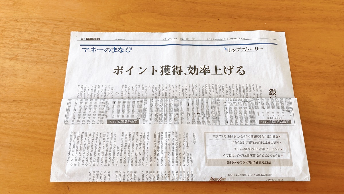 新聞紙を折った様子