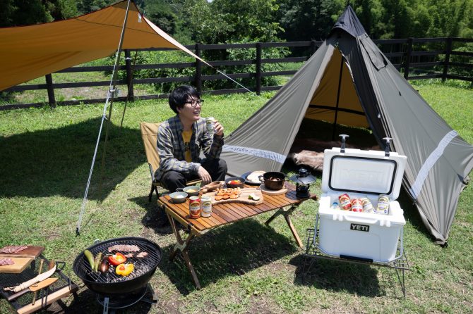 ビールとテントサイト