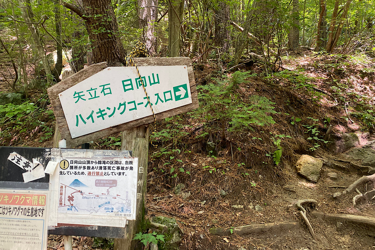 矢立石登山口の看板