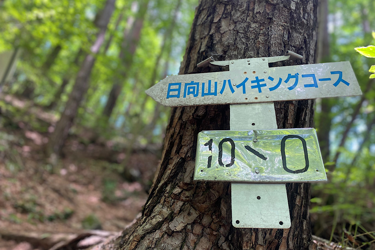 ハイキングコース序盤の看板