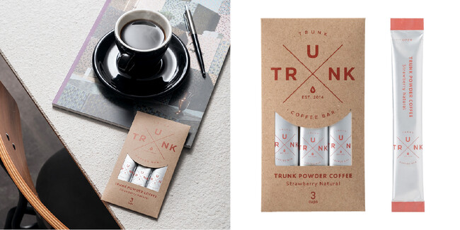 「TRUNK POWDER COFFEE」ストロベリーナチュラル　652円　内容量：11.4g（3.8g×3本）