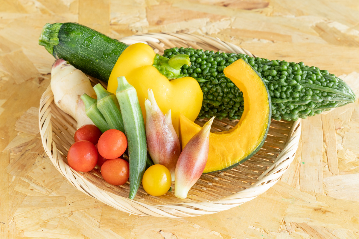ズッキーニ、ゴーヤ、パプリカ、オクラ、カボチャなどの夏野菜