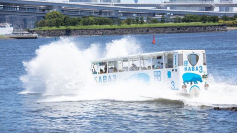 バスが海に突っ込んでいく！水陸両用バス「TOKYO NO KABA」の豪快スプラッシュ体験