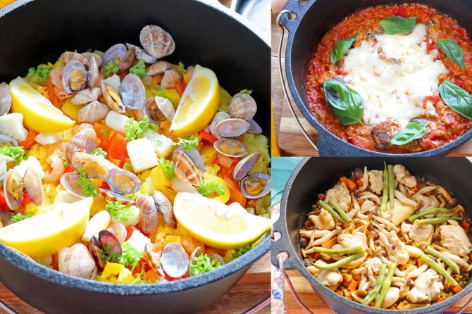 ダッチオーブンで作るパエリア