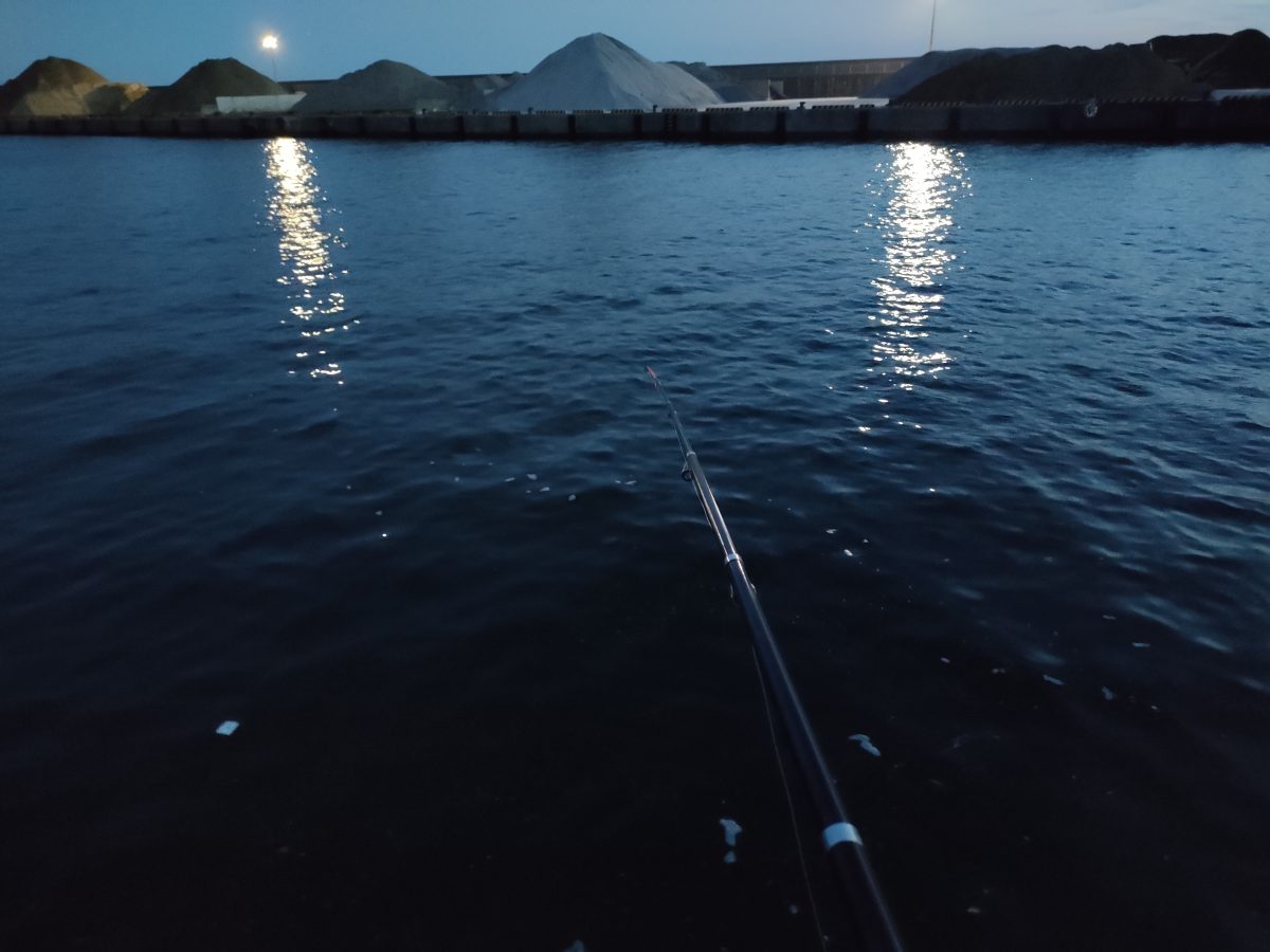 大磯港で釣りを楽しむ。