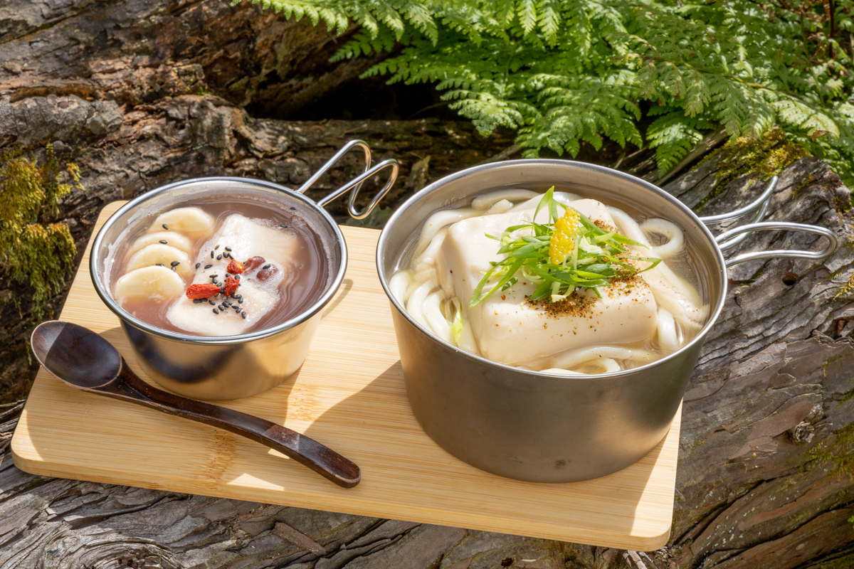 ごま豆腐のせうどんとごま豆腐しるこ