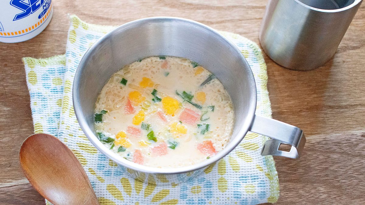 カップ麺の残り汁で作る茶碗蒸し