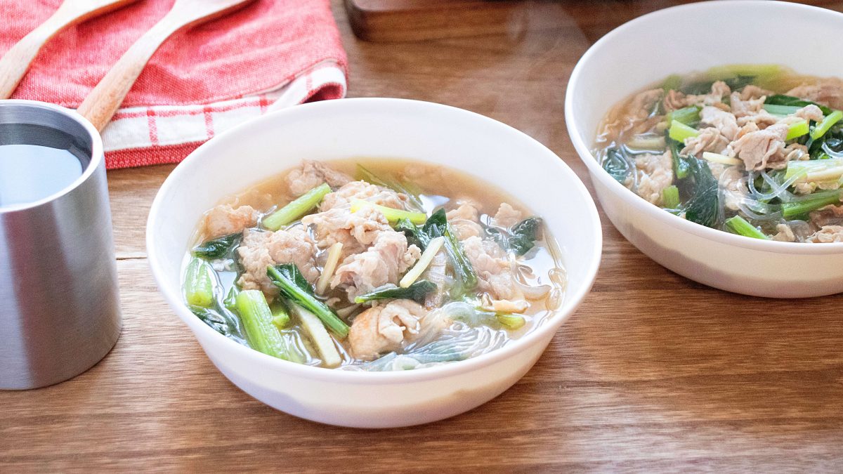 しょうがと豚肉の春雨スープ