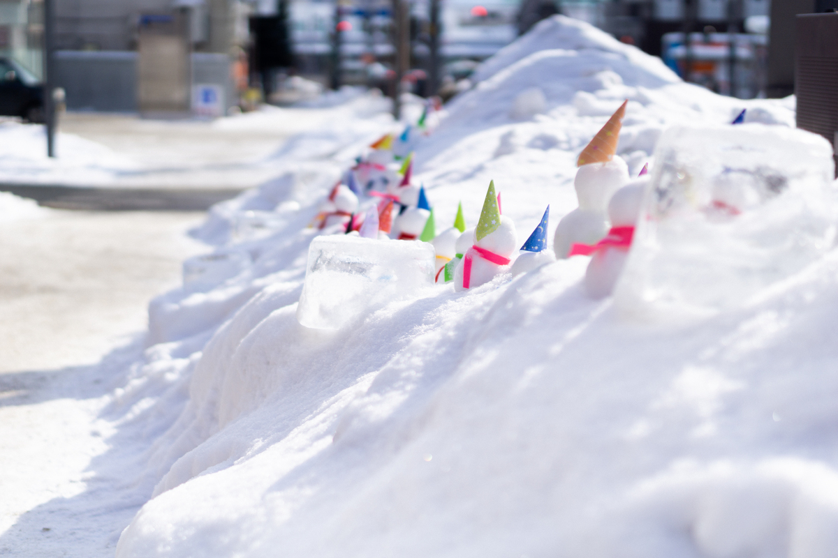 北見駅前の積雪