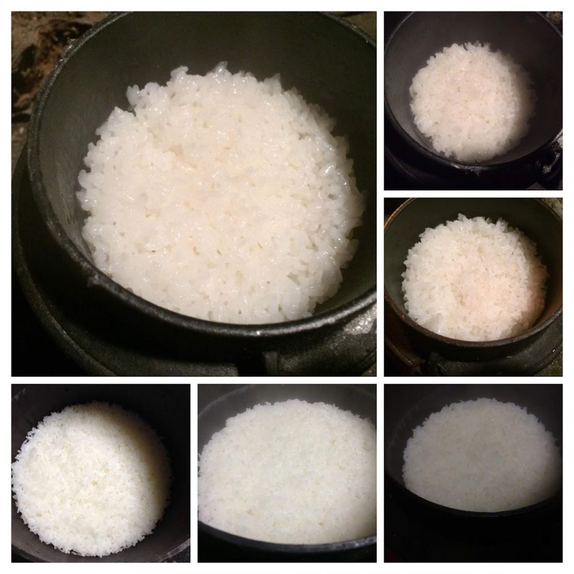 米を炊く様子