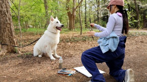 愛犬とのキャンプ時間で水彩スケッチに挑戦！【災害救助犬コアと家族の日記 Vol.15】