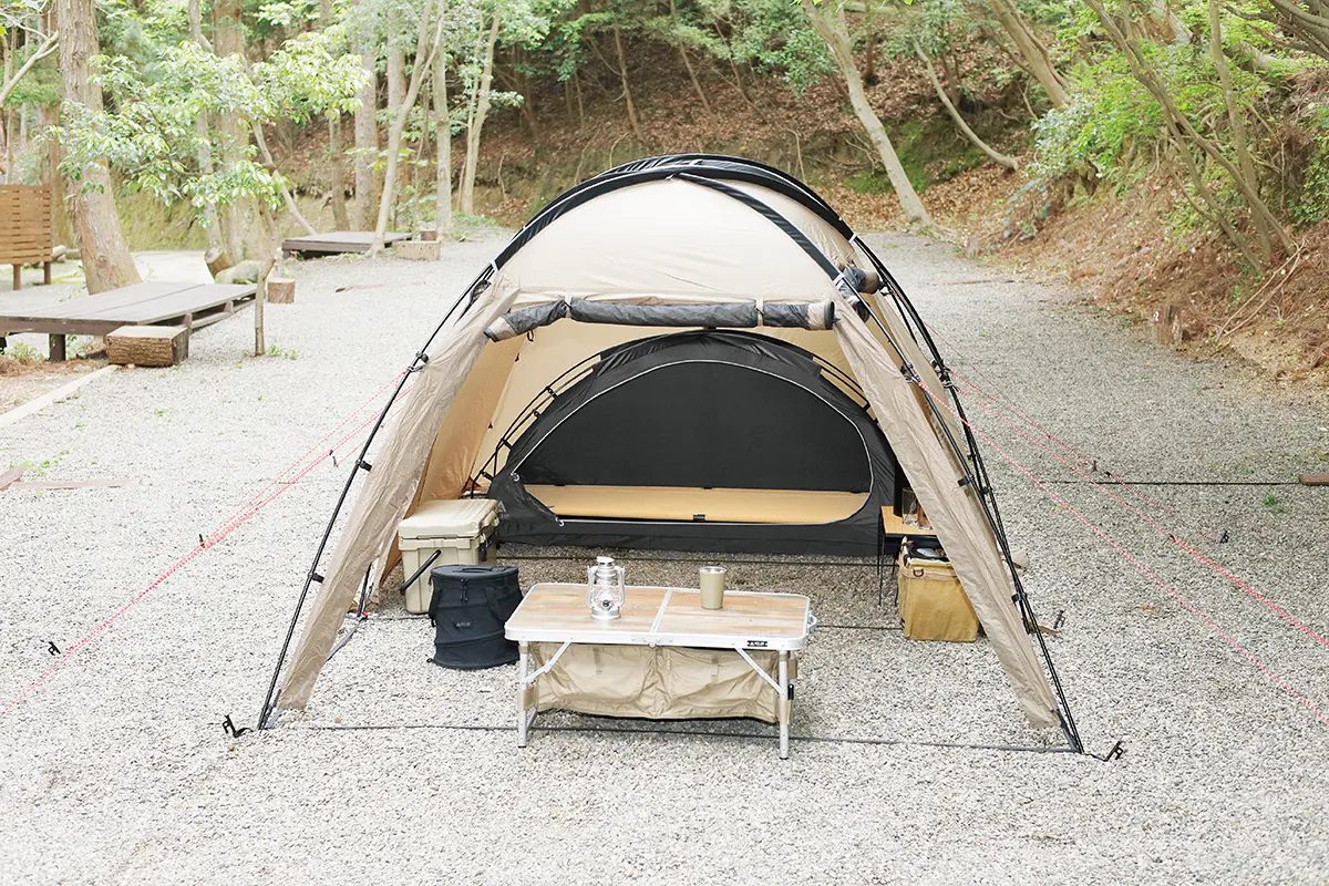 ソロ用の小さめテントとキャンプギア