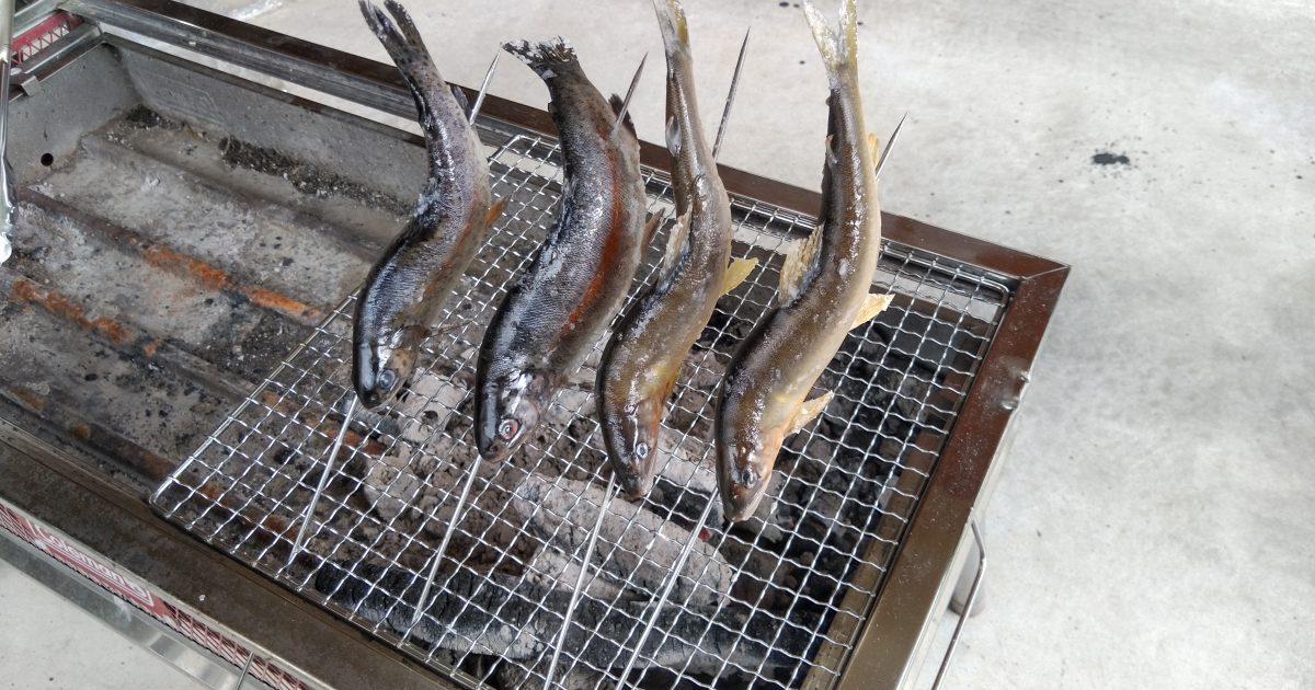 部奥 キンカ 串焼き コンロ ろばた 炭火焼き 鮎の塩焼き バーベキュー