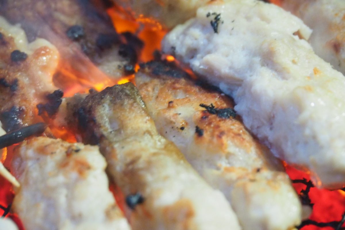 完成前の焼き鳥