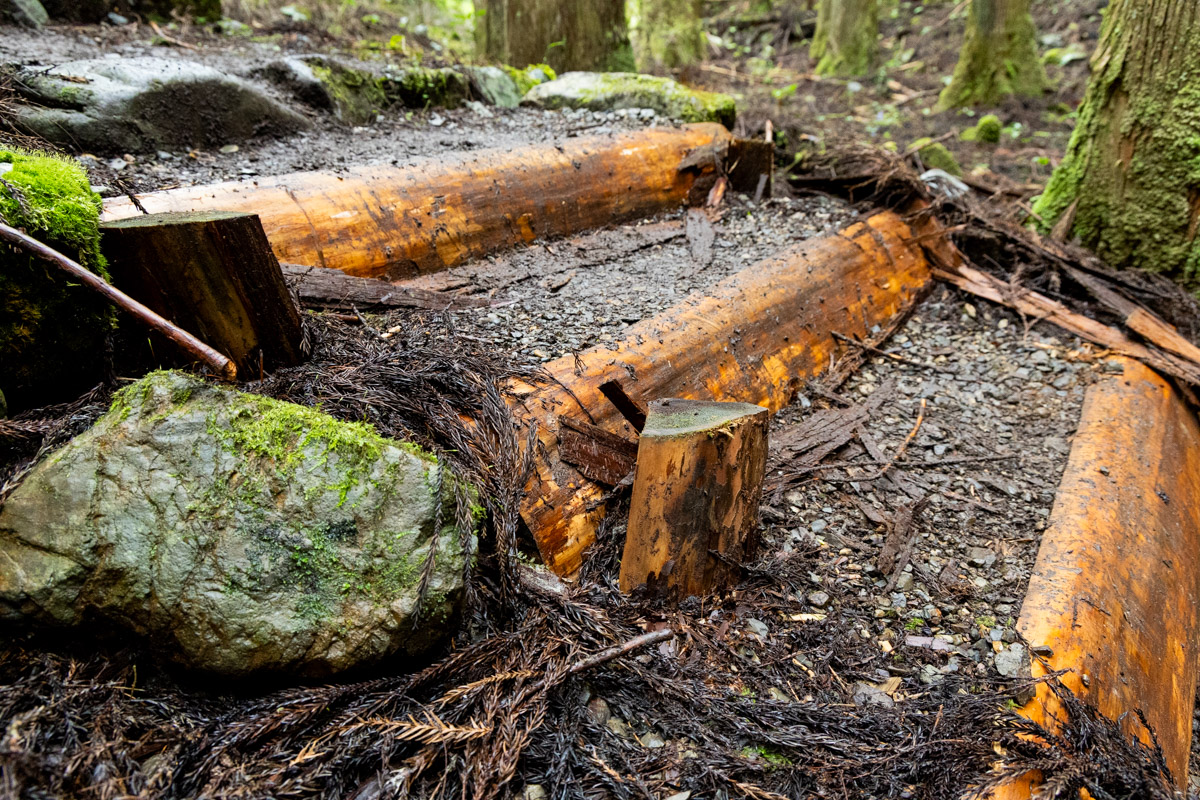 新たに作られた木の階段