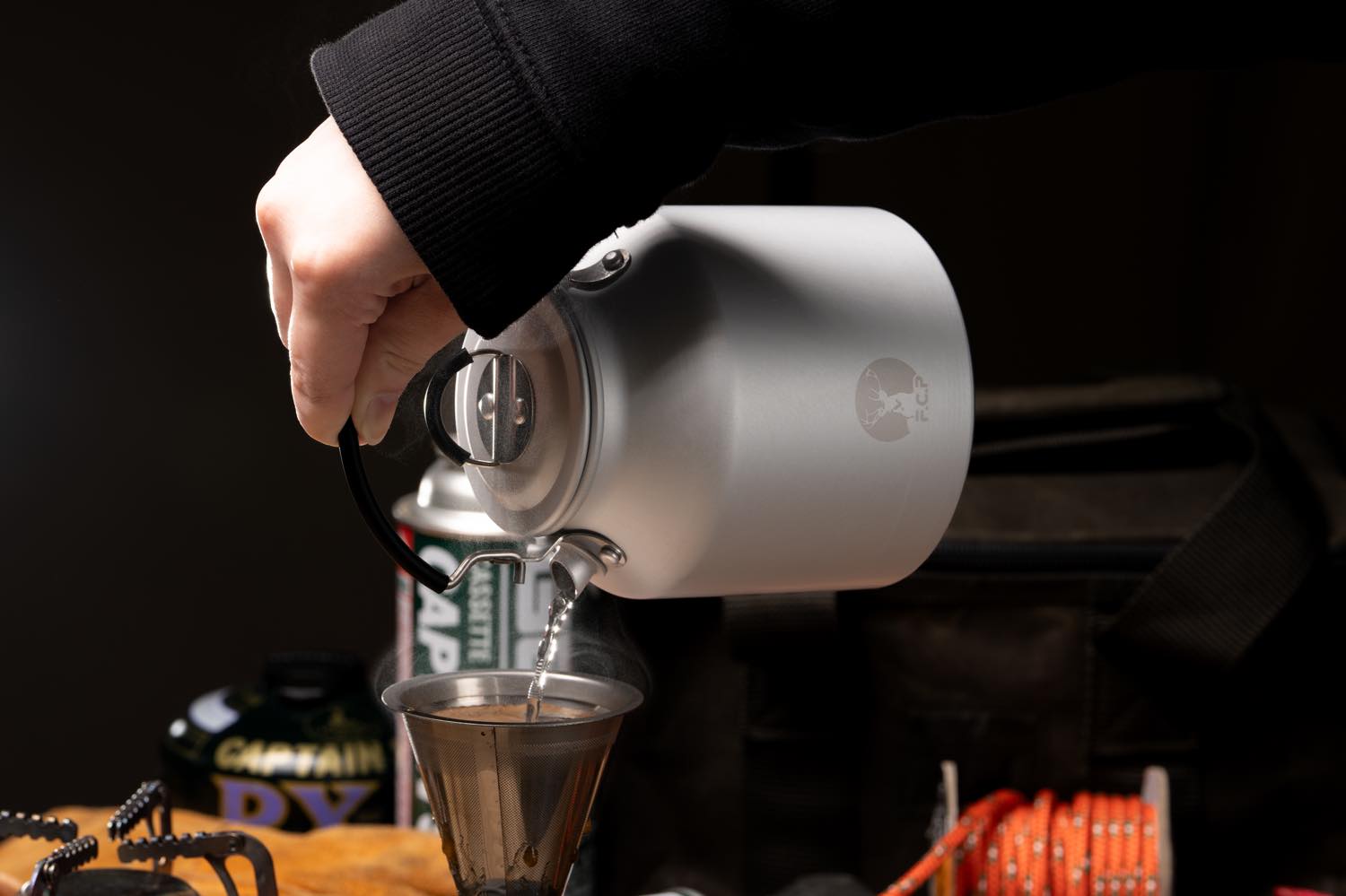 CAPTAINSTAG（キャプテンスタッグ）／丸型クッカーに入るアルミケトル625ml CS×F.C.P